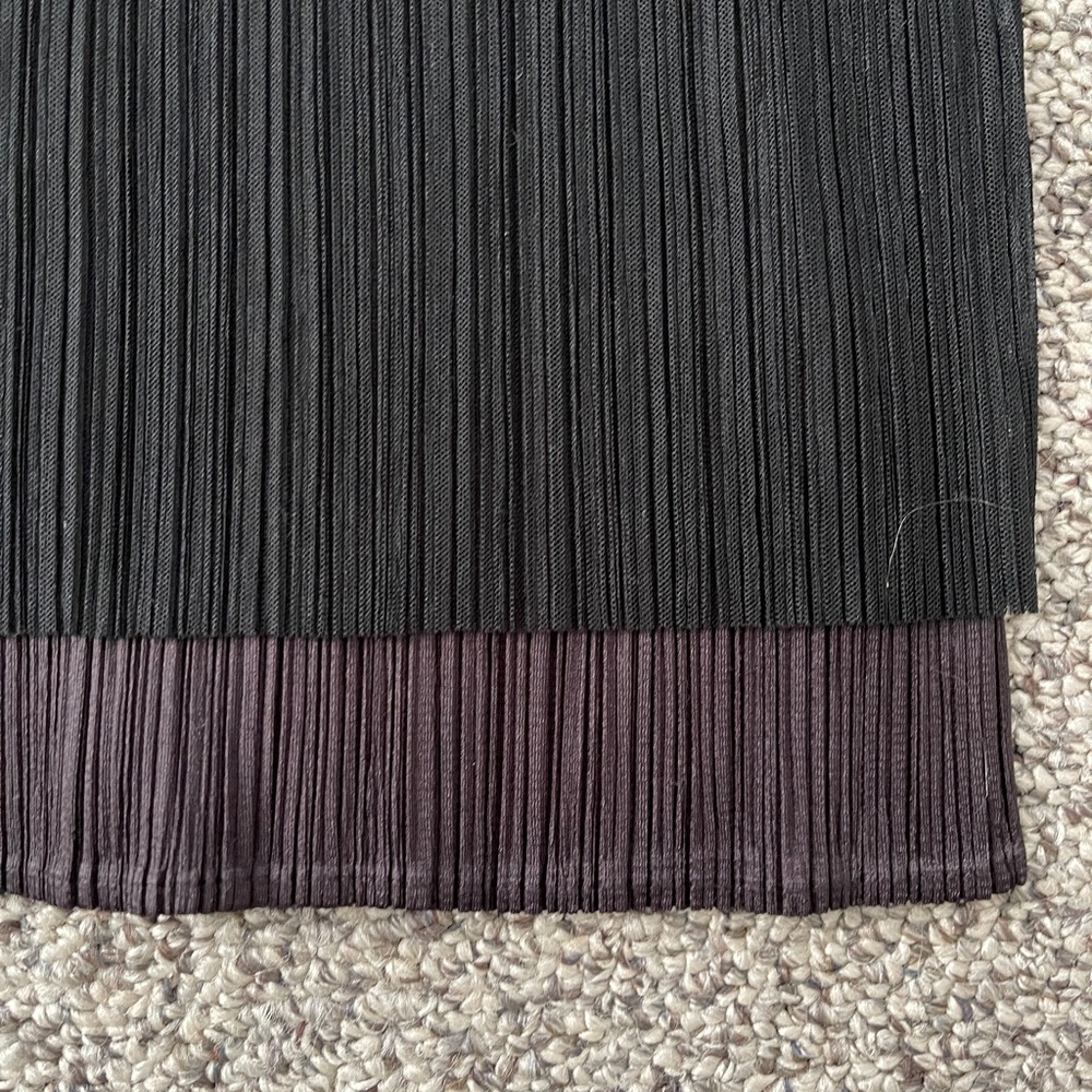 Pleats Please Issey Miyake Black Brown Pleated Midi Layered Dress Sz 4 - Picture 2 of 5